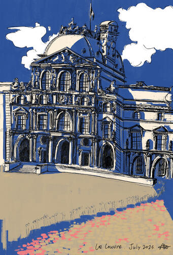 Louvre sketch digitized, 2023